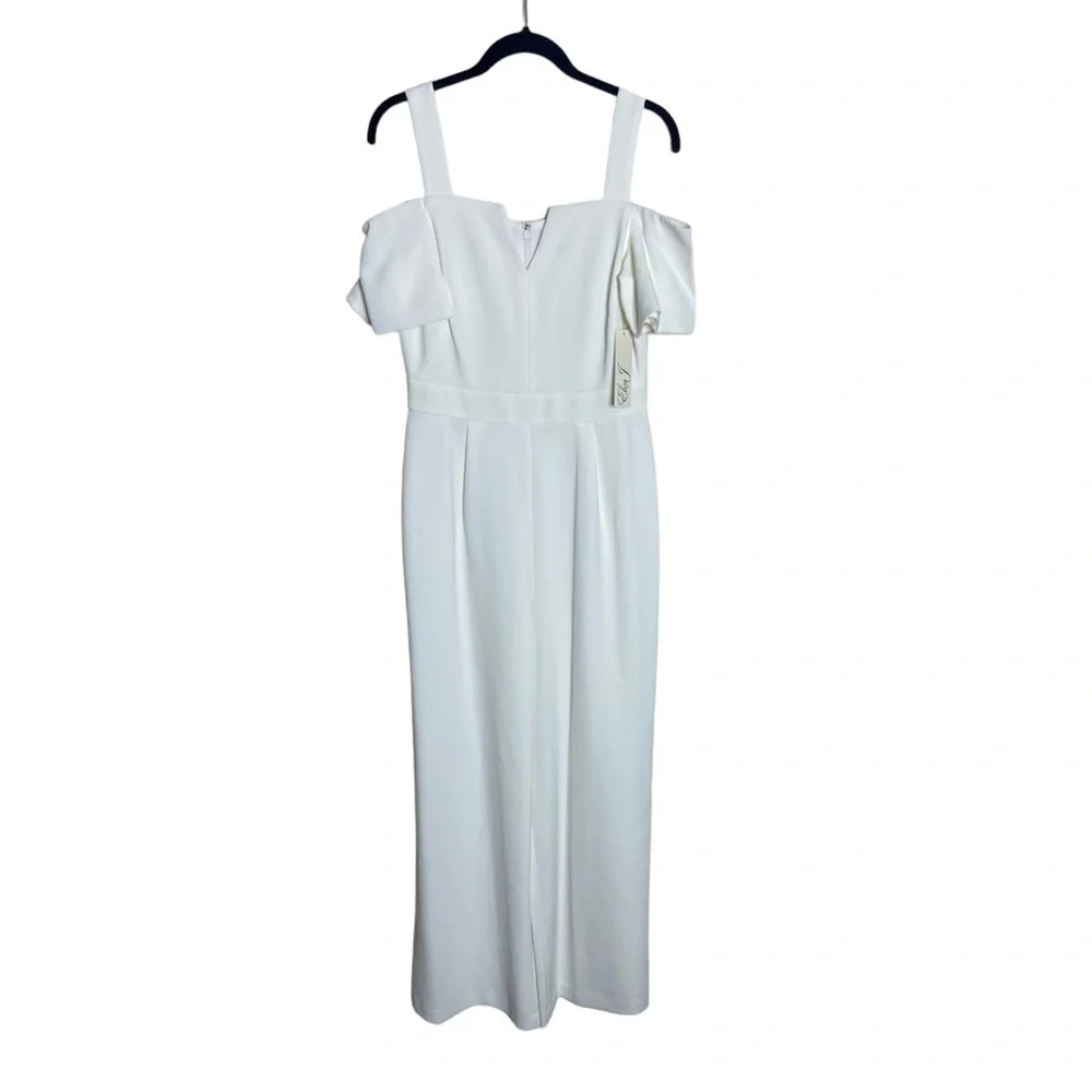 Eliza J Ivory Off the Shoulder Jumpsuit size 8 formal wedding minimalist NWT